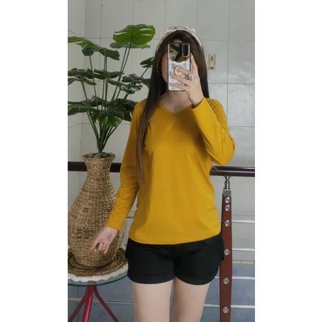 kaos polos v-nex panjang L XL XXL deker cewek polos