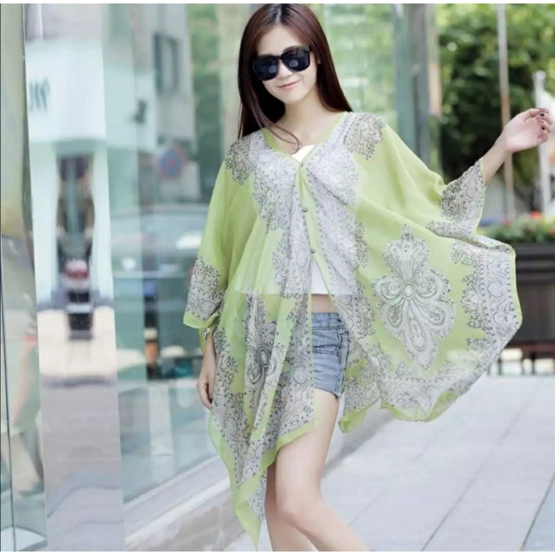 Scarf outer / selendang Viral TIK-TOK / Selendang import / outer scarf /Syal pantai / scarf /scarf Pantai-Hijau muda