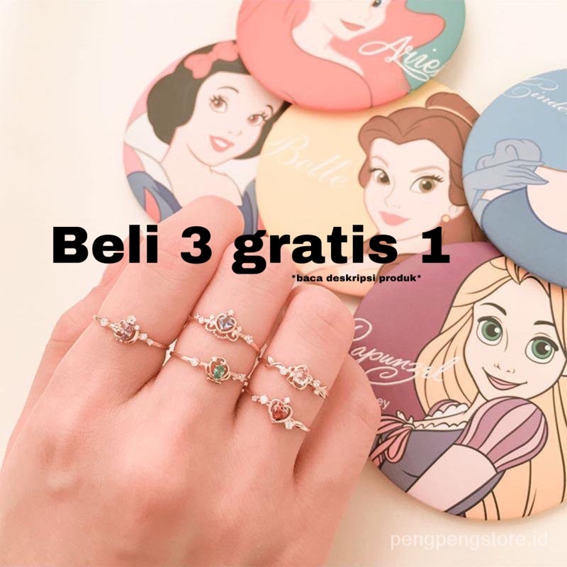 Disney princess ring / cincin gaya korea adjustable free box