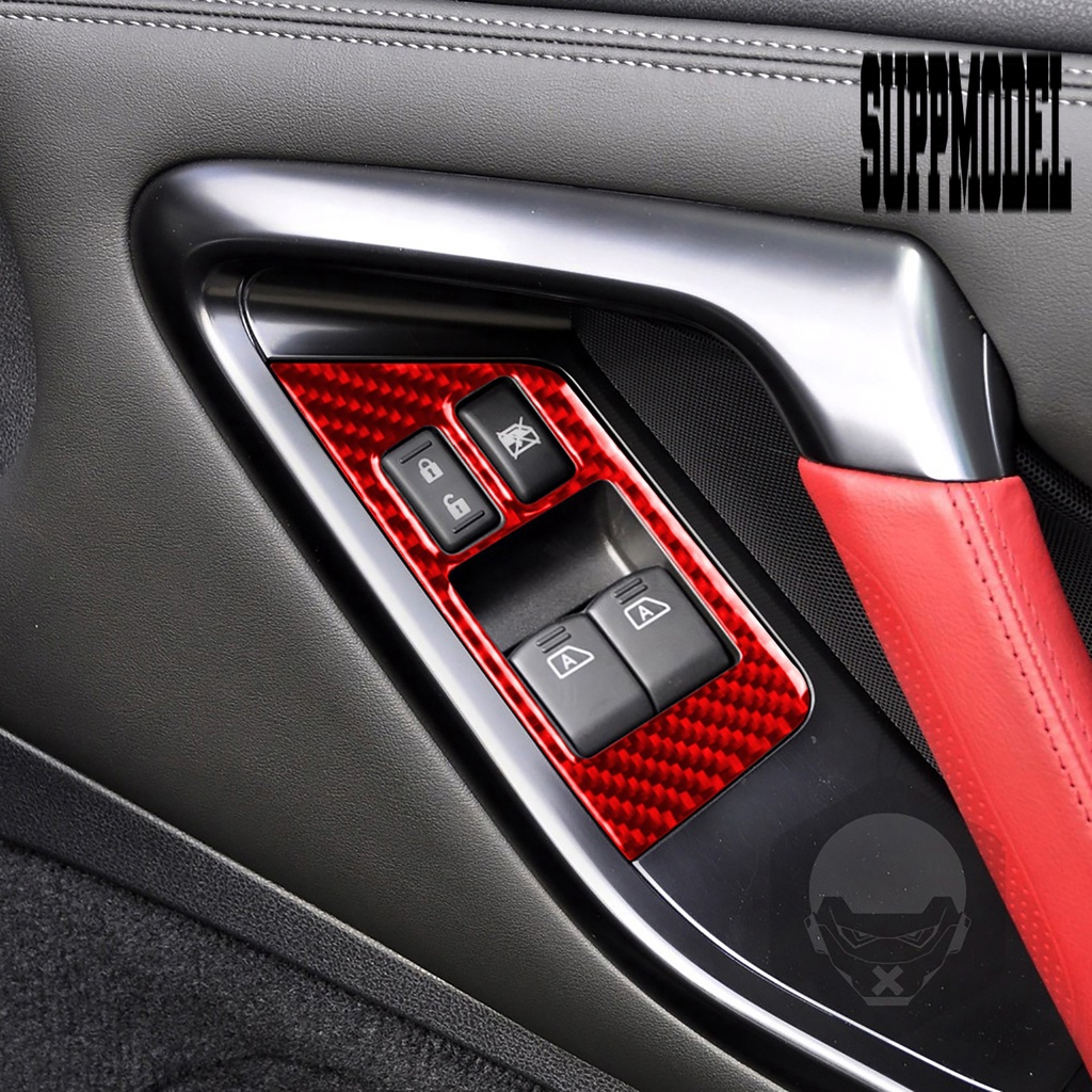 Suppmodelx &lt; 2Pcs / Set Stiker Panel Switch Jendela Mobil Motif Carbon Fiber Untuk Nissan GTR R35 2008-2016