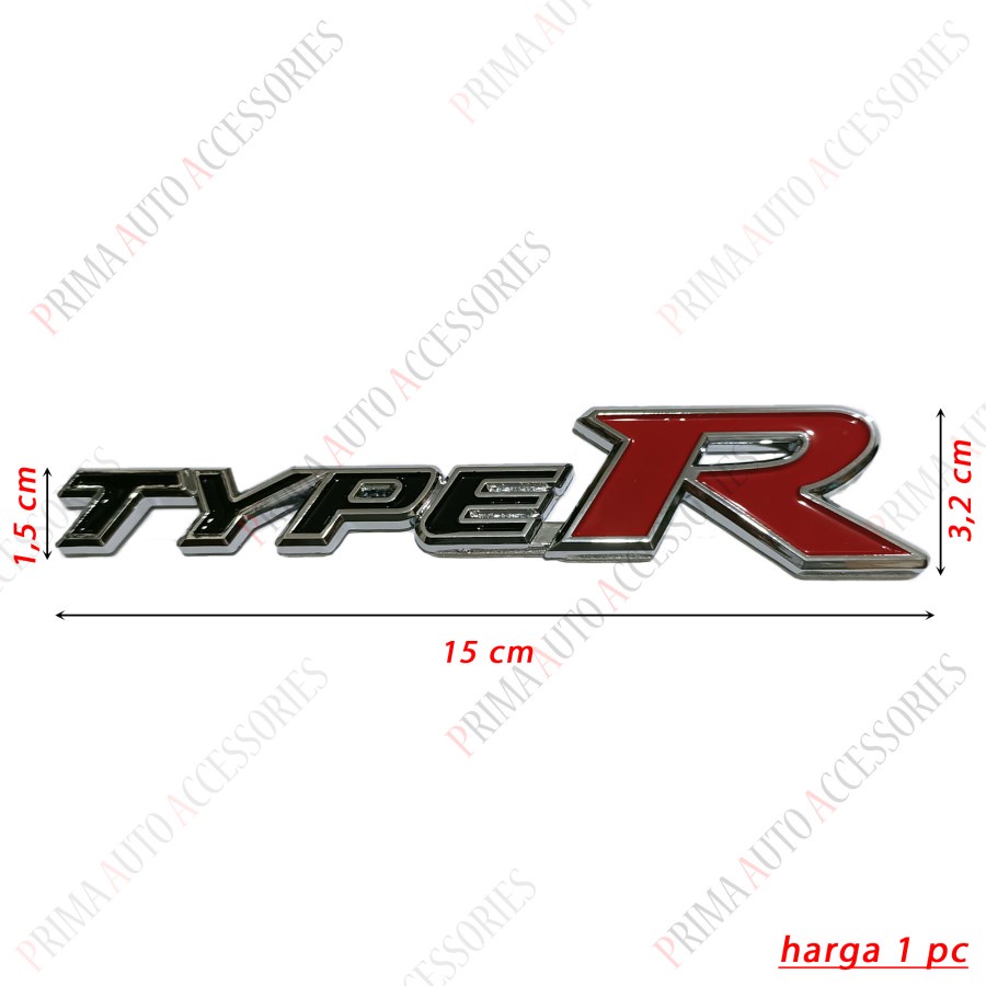 Emblem Mobil Honda Tulisan TYPE R 15 cm