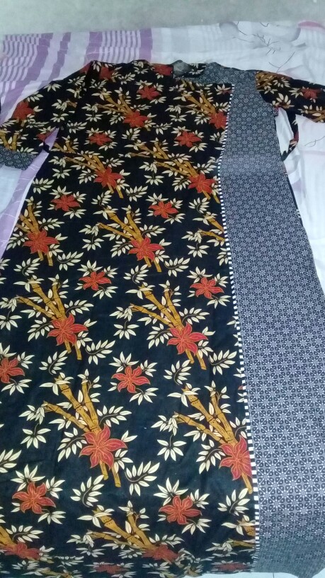 Batik Wanita Modern Motif Daun Tangkai Warna Cewek Gamis Premium Exclusive Seragam