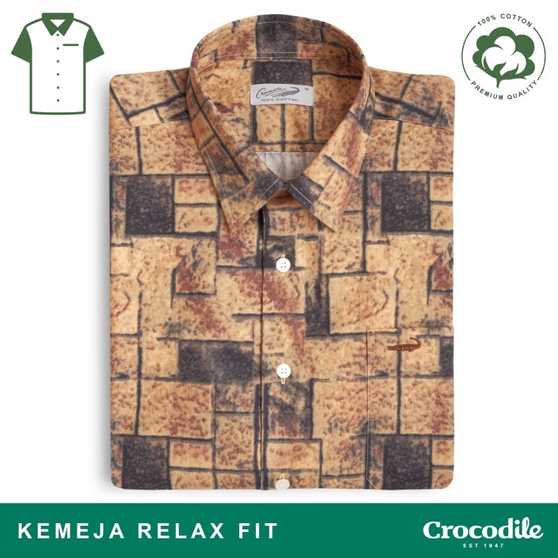 "BIG SALE" Crocodile KOFI 0845 Kemeja Pria Lengan Pendek Relax Fit original