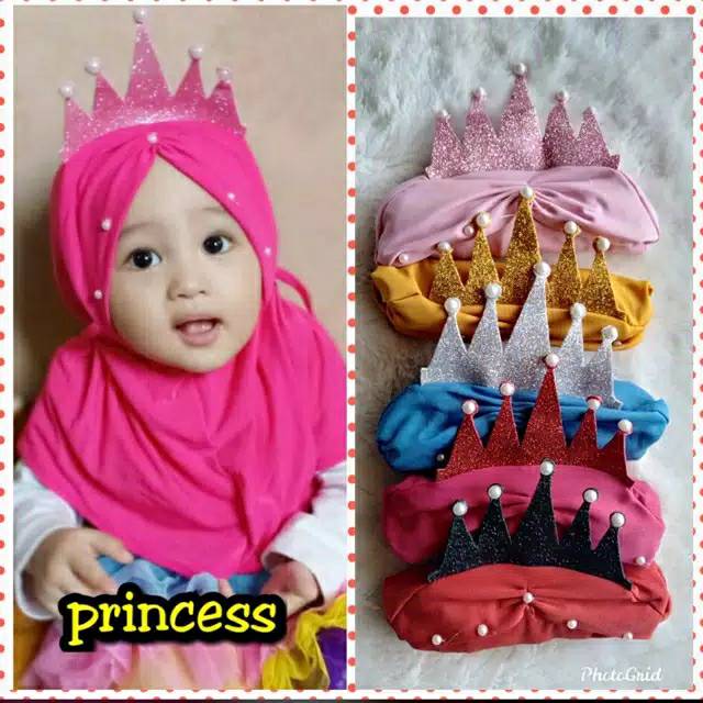 02 Jilbab Anak 0-3 Tahun Princess | Hijab Jersery Mahkota Prinses Elsa| Turban Putri Ratu | TK-SD |