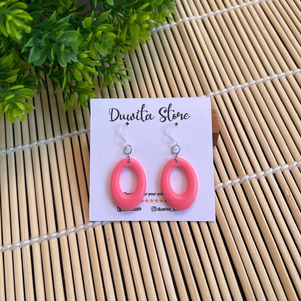 HANDMADE ANTING ANAK/DEWASA KAITAN PLASTIK MOTIF OVAL