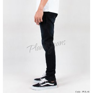 Celana jeans panjang skinny pria black washed Denim skiny warna Deep Navy Cowok PUL41