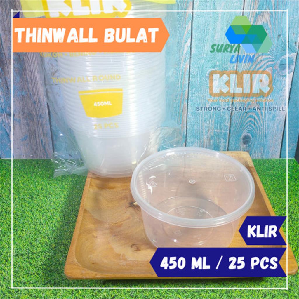 Thinwall Bulat / Round / Mangkok Datar 450 ml Klir