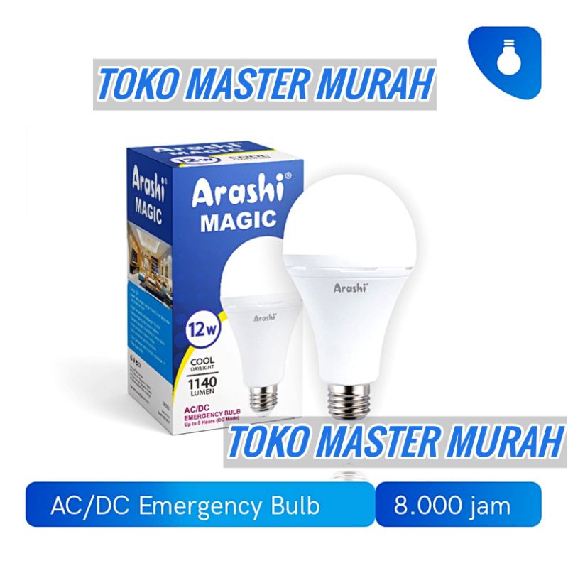 Arashi Magic 12 Watt CDL - Putih / Lampu LED emergency Lamp 12W 12Watt