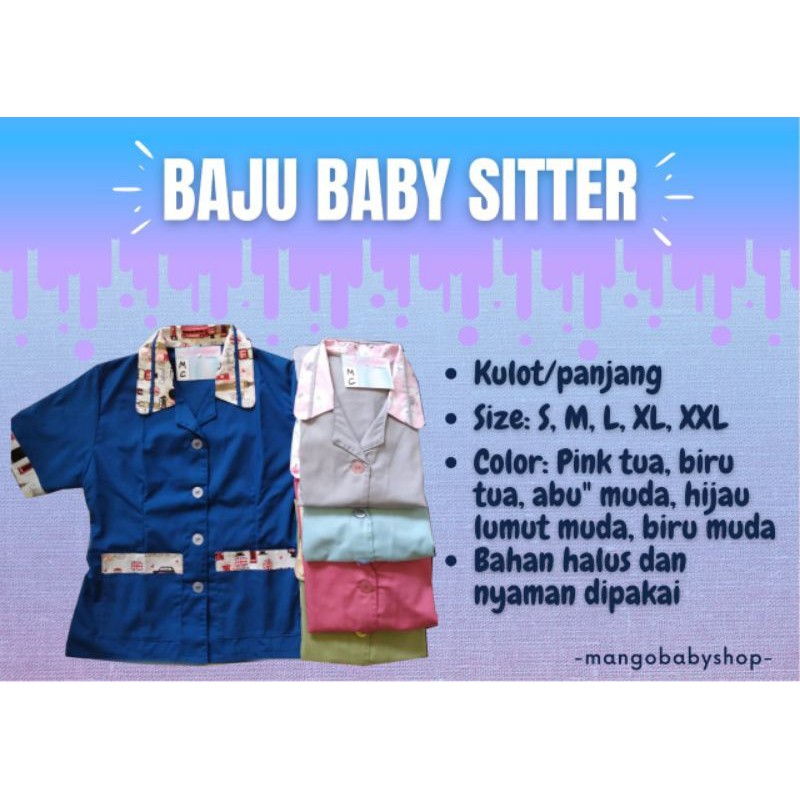 Baju seragam nanny suster pengasuh anak baby sitter S M L XL celana kulot pendek