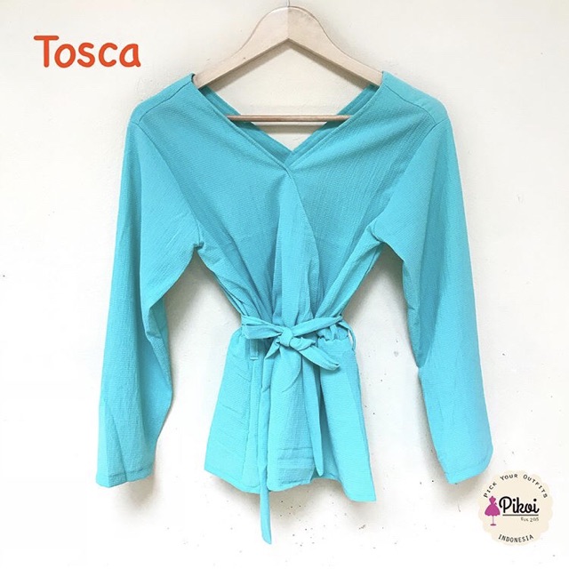 Blouse wrap cantik / blouse merah wanita / blouse ikat / blouse kantor lucu / blouse polos / 1408