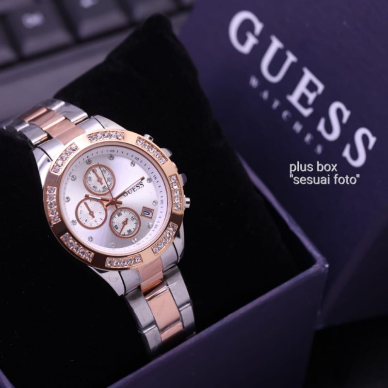 Jam Tangan Guess Wanita Jam Tangan Rantai Stainliss Steel Terlaris Analog