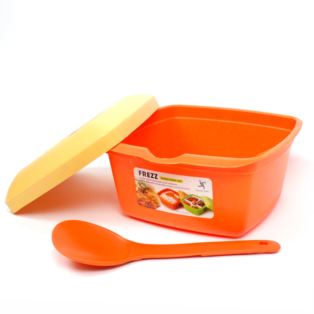 FM - Frezz Tempat Bekal Makan Segi FREE centong nasi - Random colour