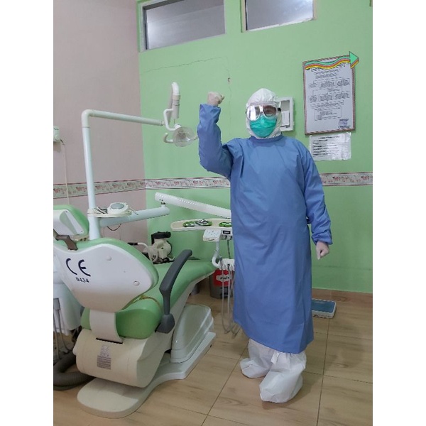 Surgical Gown reusable waterproof POLOS / Gaun Bedah POLOS / Apron tangan panjang POLOS / APD