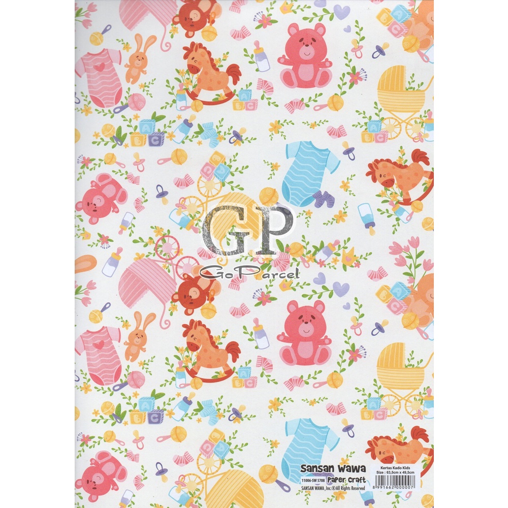 ( 5 Lembar ) BABY SANWA - KERTAS KADO - GIFT WRAPPING PAPER SANSAN WAWA BAYI ANAK LAHIRAN NEW BORN