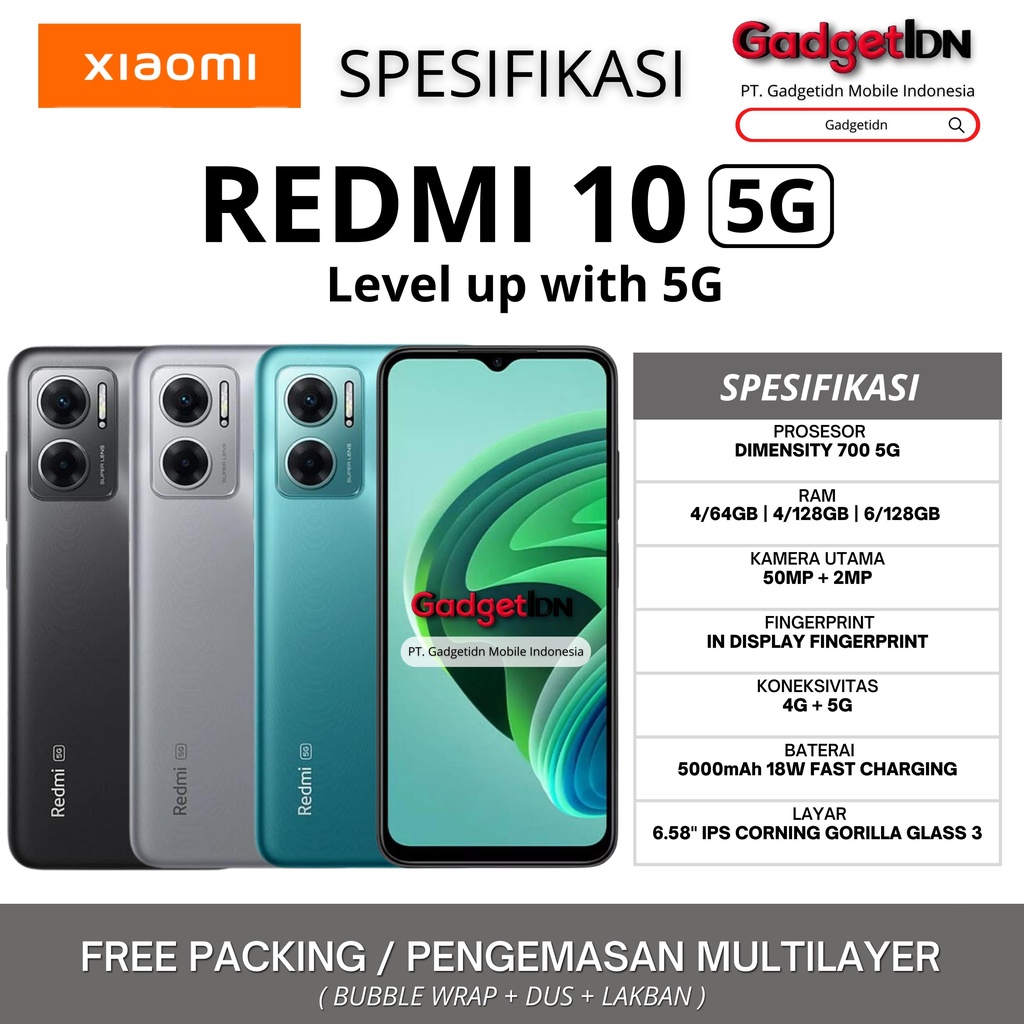 XIAOMI REDMI 10 5G 6/128GB 4/128GB 4/64GB GARANSI RESMI XIAOMI