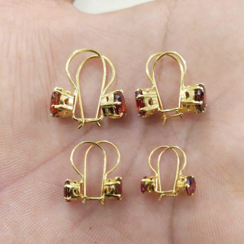 ANTING DESI MATA MERAH PERAK 925 LAPIS MAS