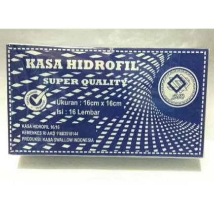 Kain Kasa Steril Hidrofil 16x16 1box isi 16 lembar / Swallow / Deluxe SW