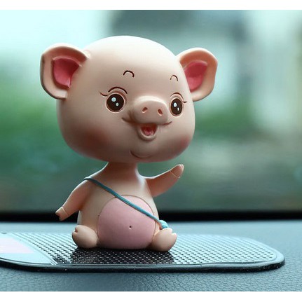 Pajangan Dashboard Mobil PINKY BABY PIG Babi Piggy Plastik Karet Goyang Kepala Shacking Head