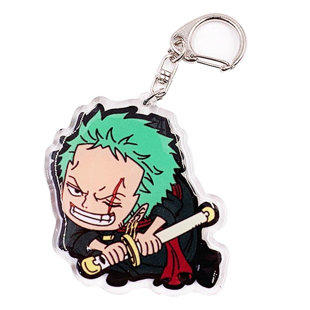 Lanfy Luffy Gantungan Kunci Luffy Zoro Dua Sisi Liontin Scultures Acrylic Key Ring