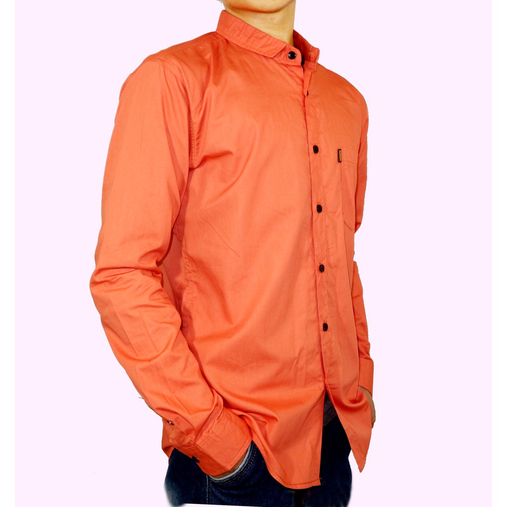 Olexs Kemeja Polos Orange, Lengan Panjang