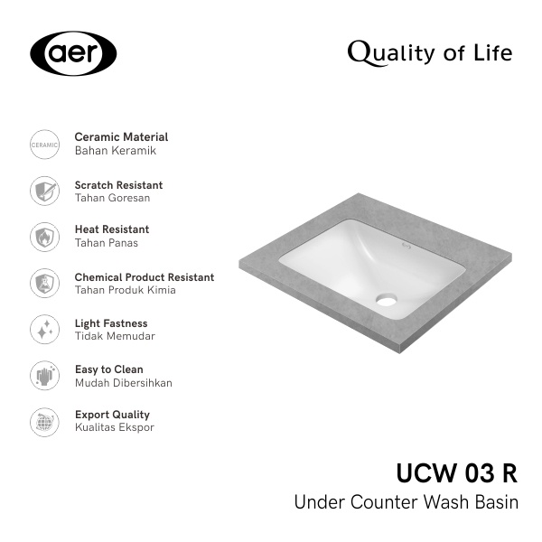 AER Under Counter Washbasin / Wastafel Tanam UCW 04-O