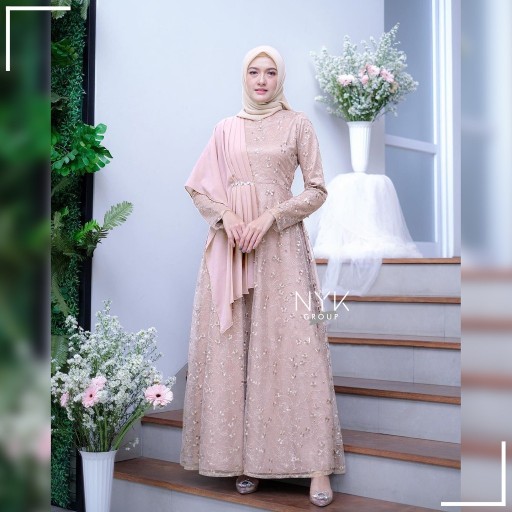 (promo) Nayaka Batik - Maxi Dress Syakila Mutiara | Gamis Brukat | Baju Lebaran | Maxi Farasya #2