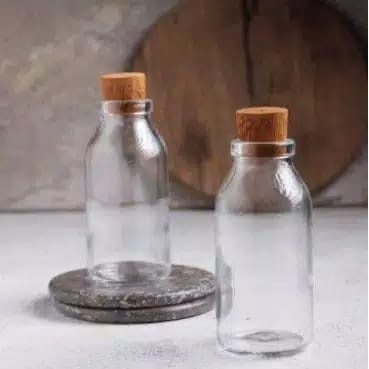Botol Kaca 100ml tutup kayu gabus - VAS BUNGGA - botol kaca mini - massage bottle