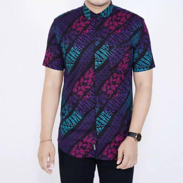 Predz_id 6476 Kemeja Batik Pria Slimfit Lengan Pendek Baju Batik Kerja Kantoran