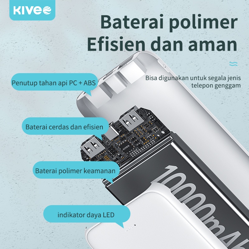 BEST SALE HOT PRODUCT Big SaleHOT Kivee powerbank mini 10000 mah 100% KV-PT62 Portable dual usb