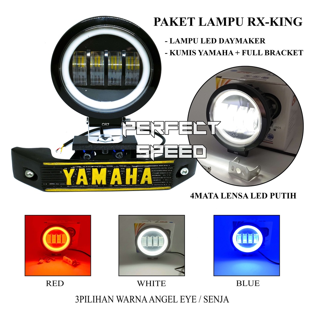 PAKET LAMPU RX-KING LED DAYMAKED LENSA 4 MATA + FULL SET BRACKET KUMIS YAMAHA