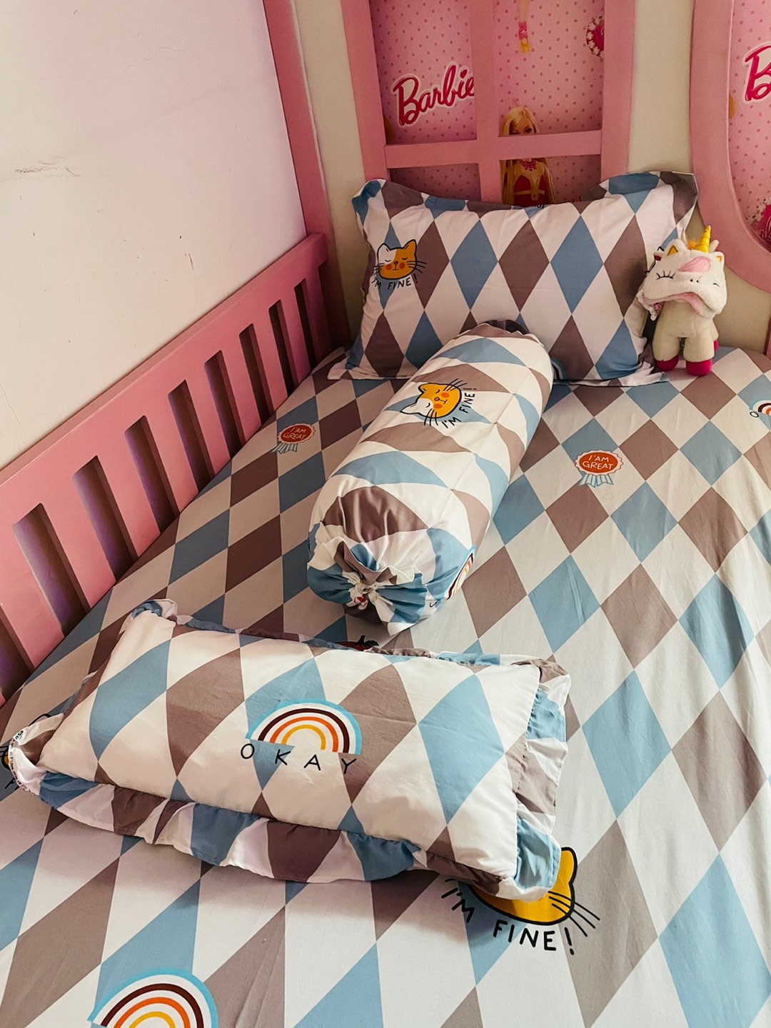 Moon Kain Sprei Meteran Katun Lokal Esra Geometri Wajik Kucing Berlyn & Kotak Bunga Jepang Hanami