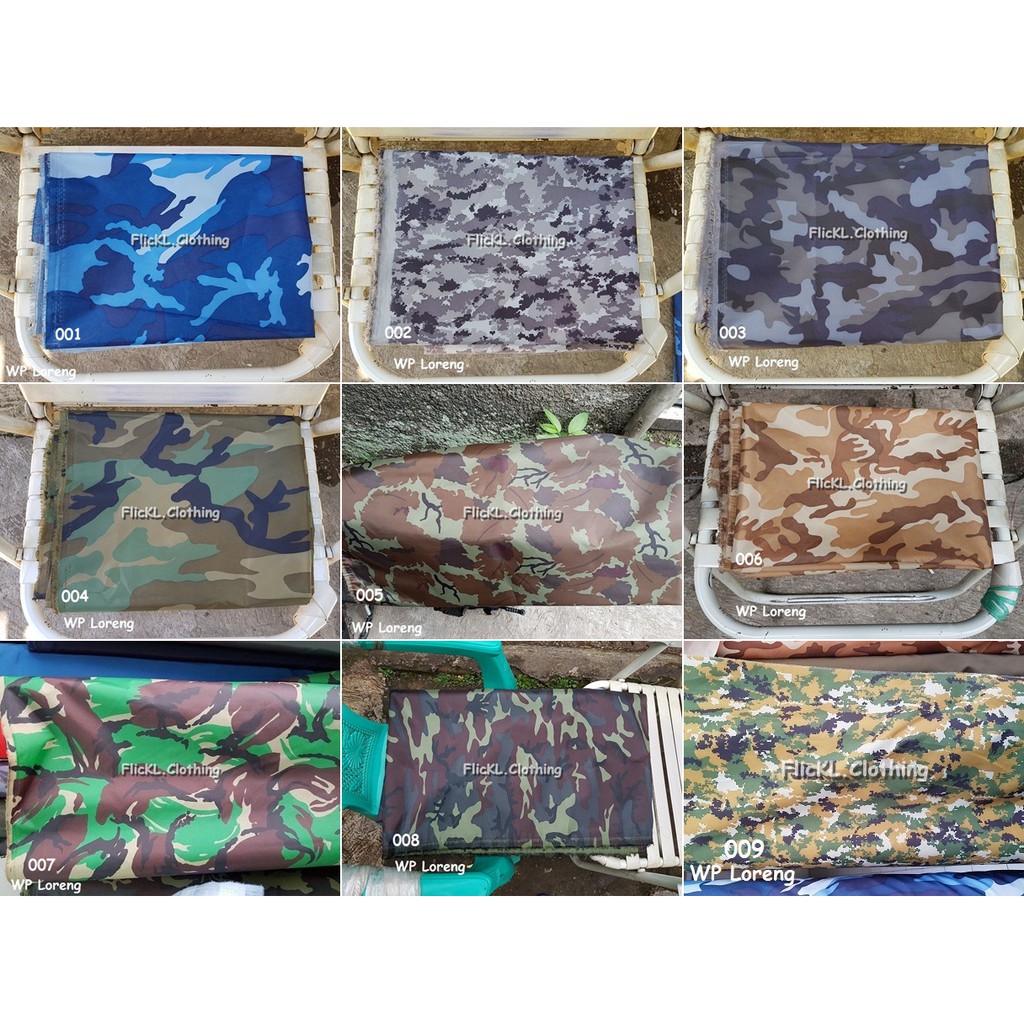 Bahan Kain WP Loreng Camo Parasit Parasut Waterproof Anti Air WP Camo