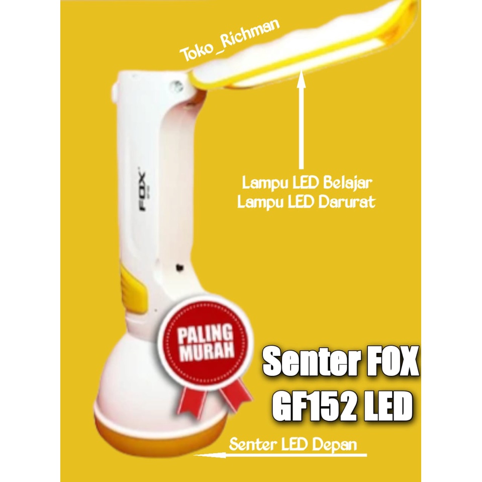 Senter LED FOX GE131 GF152 Senter Lampu Belajar Senter Lipat LED