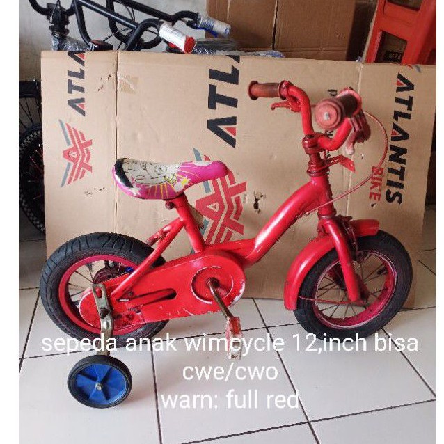 sepeda anak wimcycle 12,inch bisa buat cwe/cwo warn full red-second