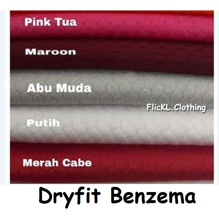 Bahan Kain Kaos Baju Dryfit Dry Fit Benzema Olahraga Jersey Bola Basket Sepakbola Futsal