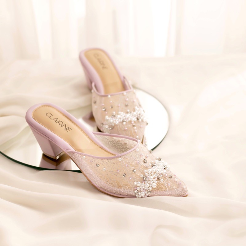 CLAIRINE - HANNA | ( READYSTOCK 8 WARNA ) Wedding Shoes Heels Pesta Kondangan Wanita Brokat Simple