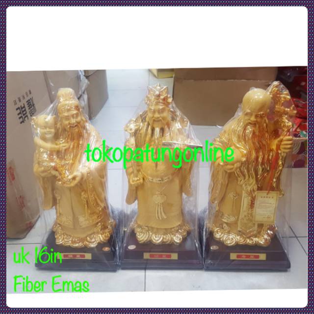 Patung Dewa Fulushou Fu Lu shou Dewa Rejeki