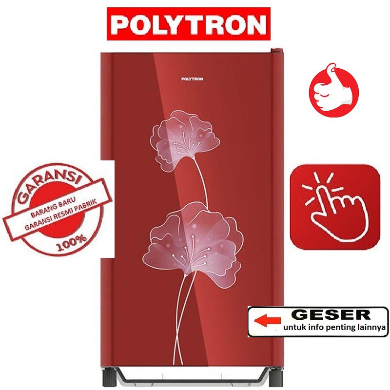 POLYTRON Kulkas 1 Pintu [150L] PRO15ANR - Red - garansi RESMI