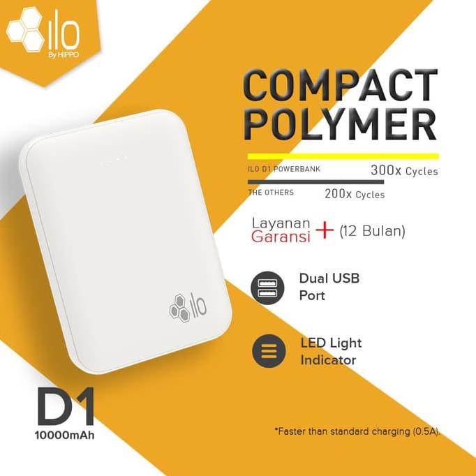 Pb7467796- Hippo Power Bank Ilo D1 10000 Mah Futuristic Design - Black Y468R57Ds