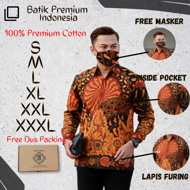 Baju Batik Slimfit Premium Pria Modern Lengan Panjang Size S M L XL XXL XXXL BPI 088