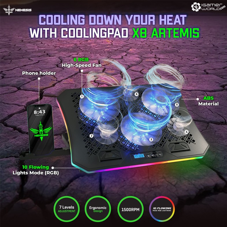 NYK X8 ARTEMIS Big Size Cooling Pad - Coolingpad Laptop X-8 Nemesis