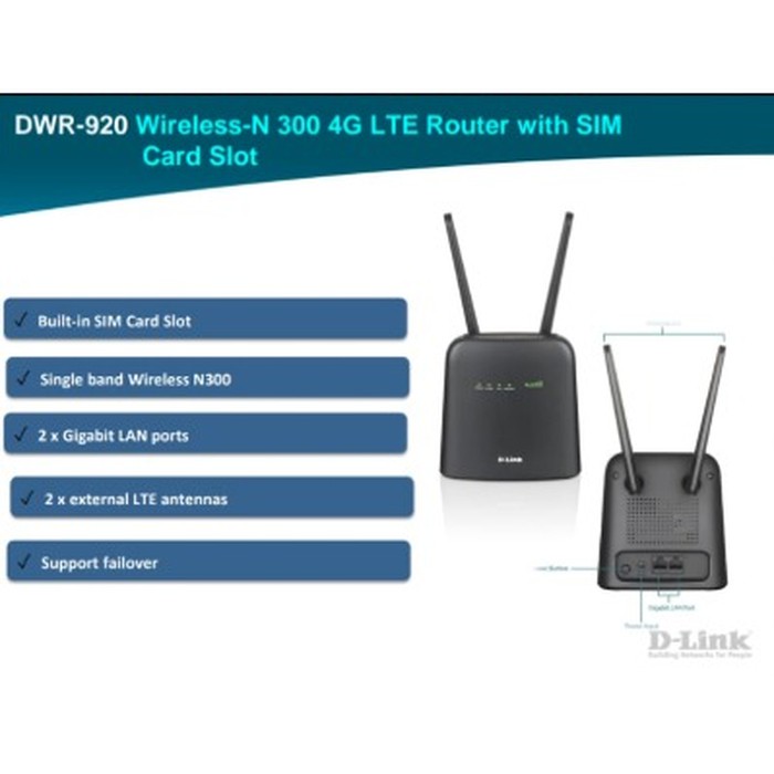 D-Link DWR-920 Wireless 4G LTE Modem Router 2 port Gigabit