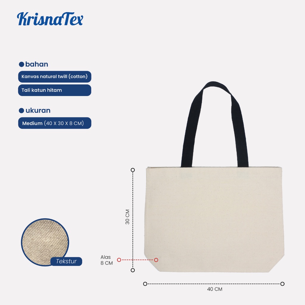 Tote Bag Alas Kanvas Natural Medium Polos - Tas Belanja Canvas