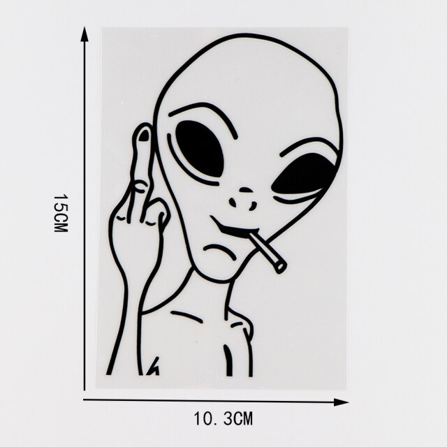 COD 1Pcs Stiker Cutting Keren gambar alien merokok jari tengah stiker mobil motor sepeda tepong vesp