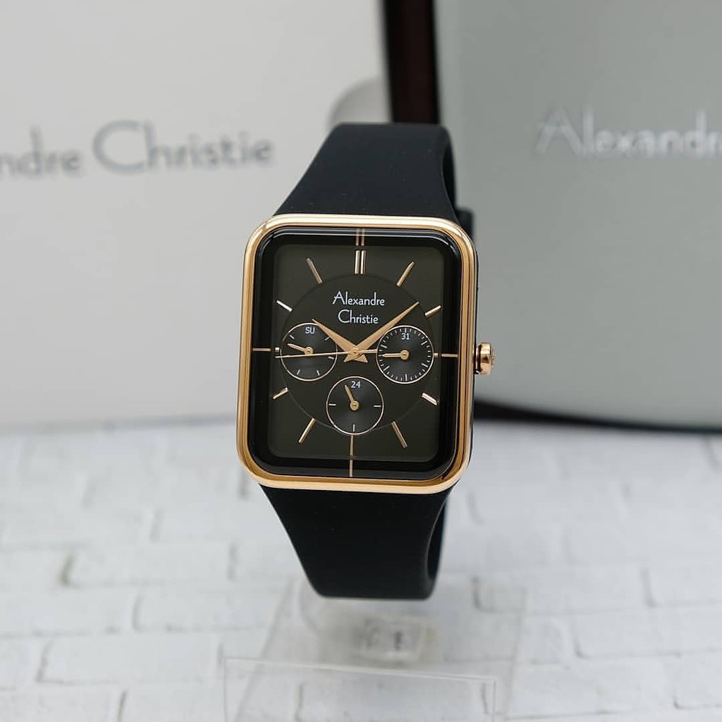 JAM TANGAN WANITA ALEXANDER CHRISTIE ORIGINAL BLACK ROSEGOLD AC2744