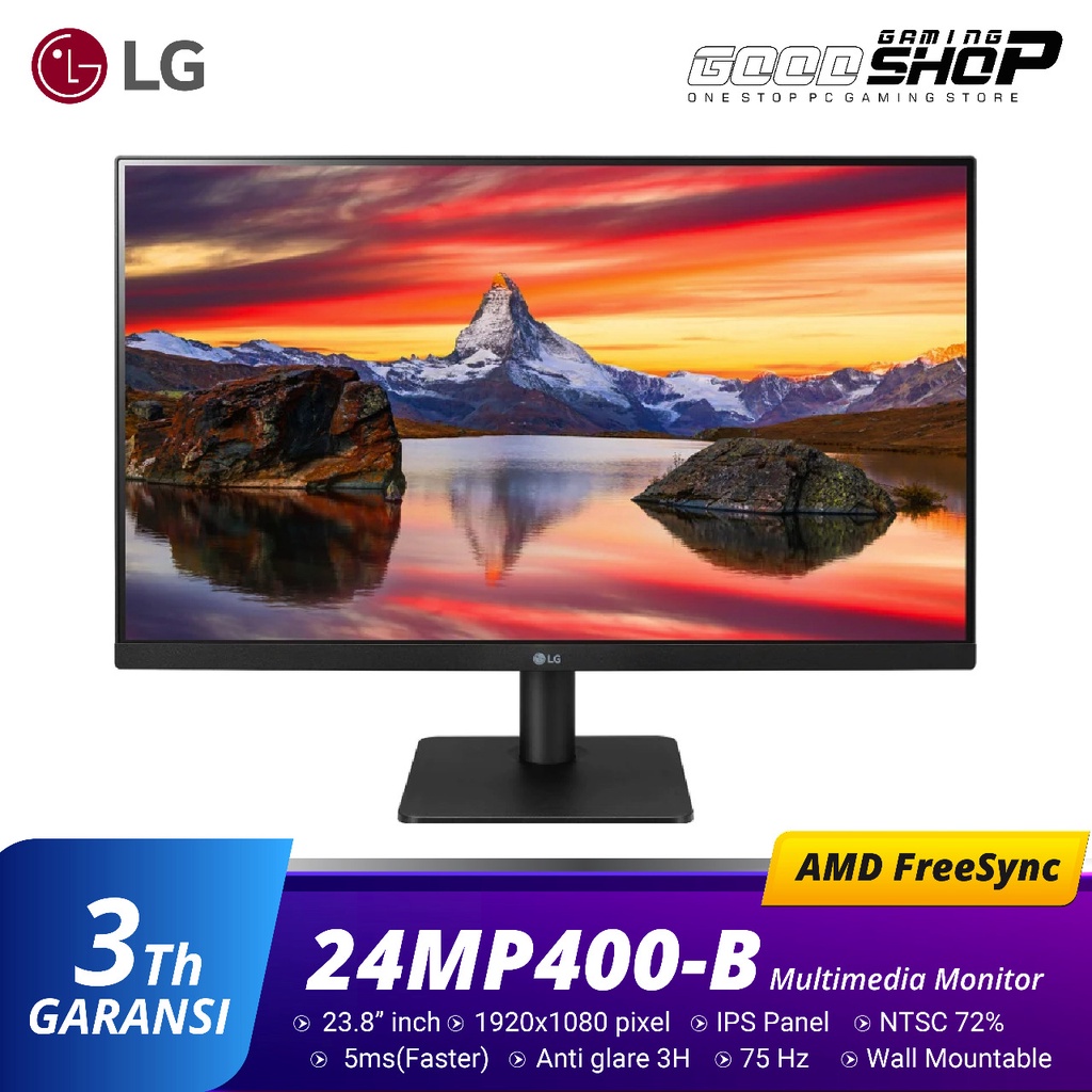 LG 24MP400-B 23.8'' FHD IPS Monitor AMD FreeSync™ 75Hz HDMI