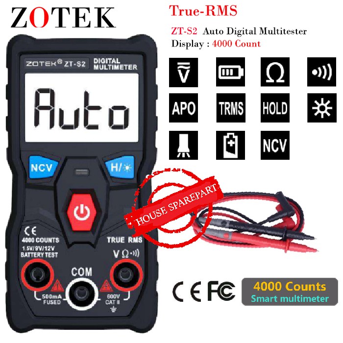 Zotek ZT-S2 4000 Count Digital Multimeter True RMS Multimetro AC/DC Battery ZTS2 Original