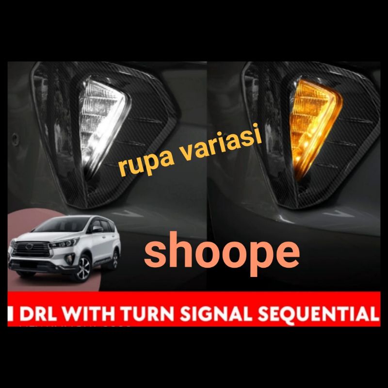 LAMPU DRL DEPAN FOGLAMP BUMPER TOYOTA INNOVA INOVA REBORN 2021 NYALA LED PUTIH RUNNING SEQUENTIAL KUNING