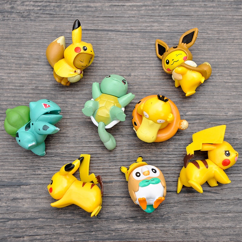 8 Pack / Set Mainan Action Figure Pokemon Pikachu Bahan Pvc Untuk Hiasan Kue