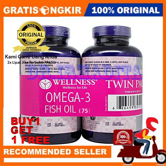 [BUY 1 GET 1] BPOM WELLNESS OMEGA 3 Fish OIL 1000mg 75 x 2